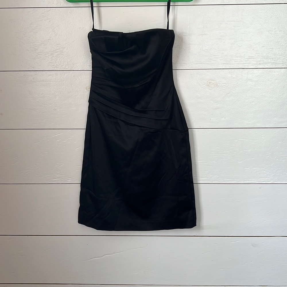 Black strapless cocktail dress